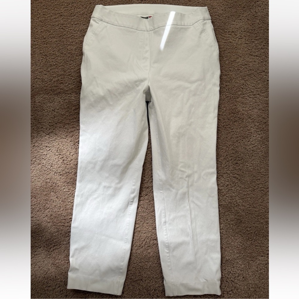 Spanx Pants Women's Size Large L Pull On On The Go Ankle Slim Straight White